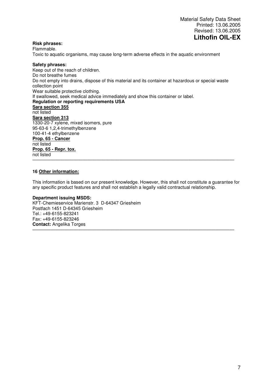 Lithofin oil-ex | Pro-Link Lithofin Oil-Ex 120056 User Manual | Page 7 / 7