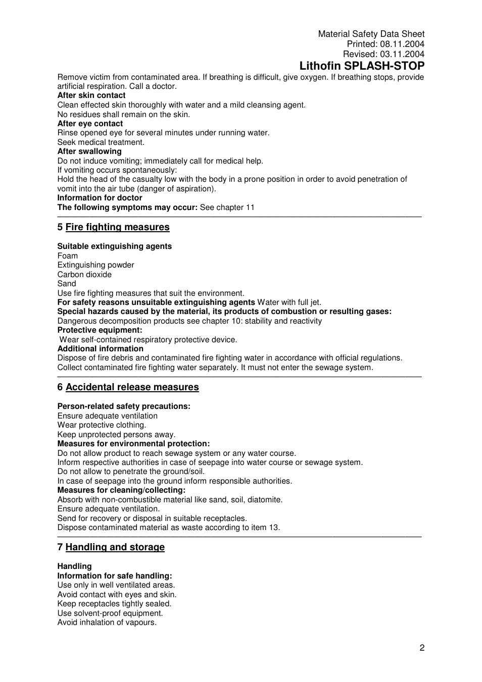 Lithofin splash-stop | Pro-Link Lithofin Splash Stop 120063 User Manual | Page 2 / 7