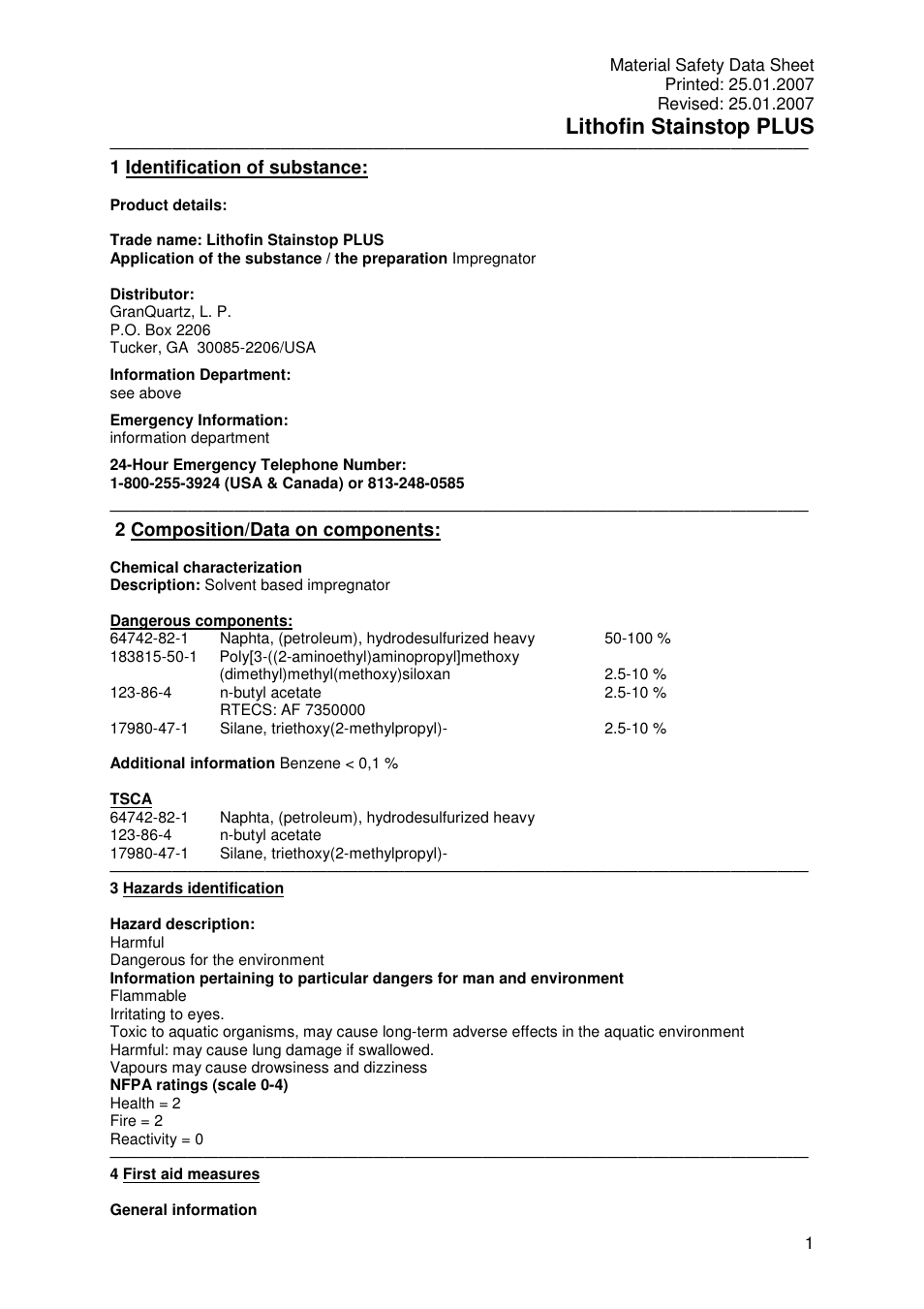 Pro-Link Lithofin Stain-Stop Plus 120071 User Manual | 7 pages