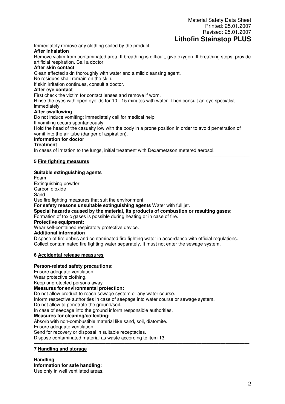 Lithofin stainstop plus | Pro-Link Lithofin Stain-Stop Plus 120071 User Manual | Page 2 / 7