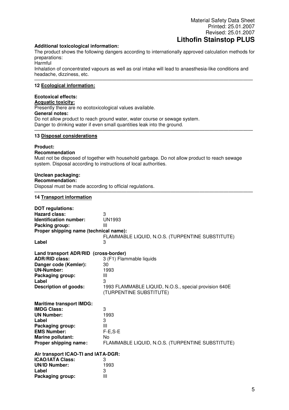 Lithofin stainstop plus | Pro-Link Lithofin Stain-Stop Plus 120071 User Manual | Page 5 / 7