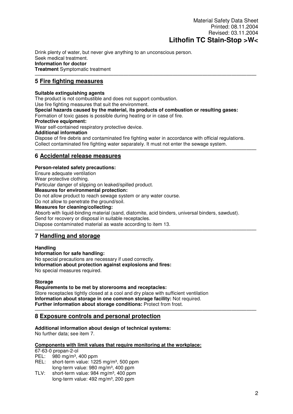 Lithofin tc stain-stop >w | Pro-Link Lithofin TC Stain-Stop Water Based 120029 User Manual | Page 2 / 5