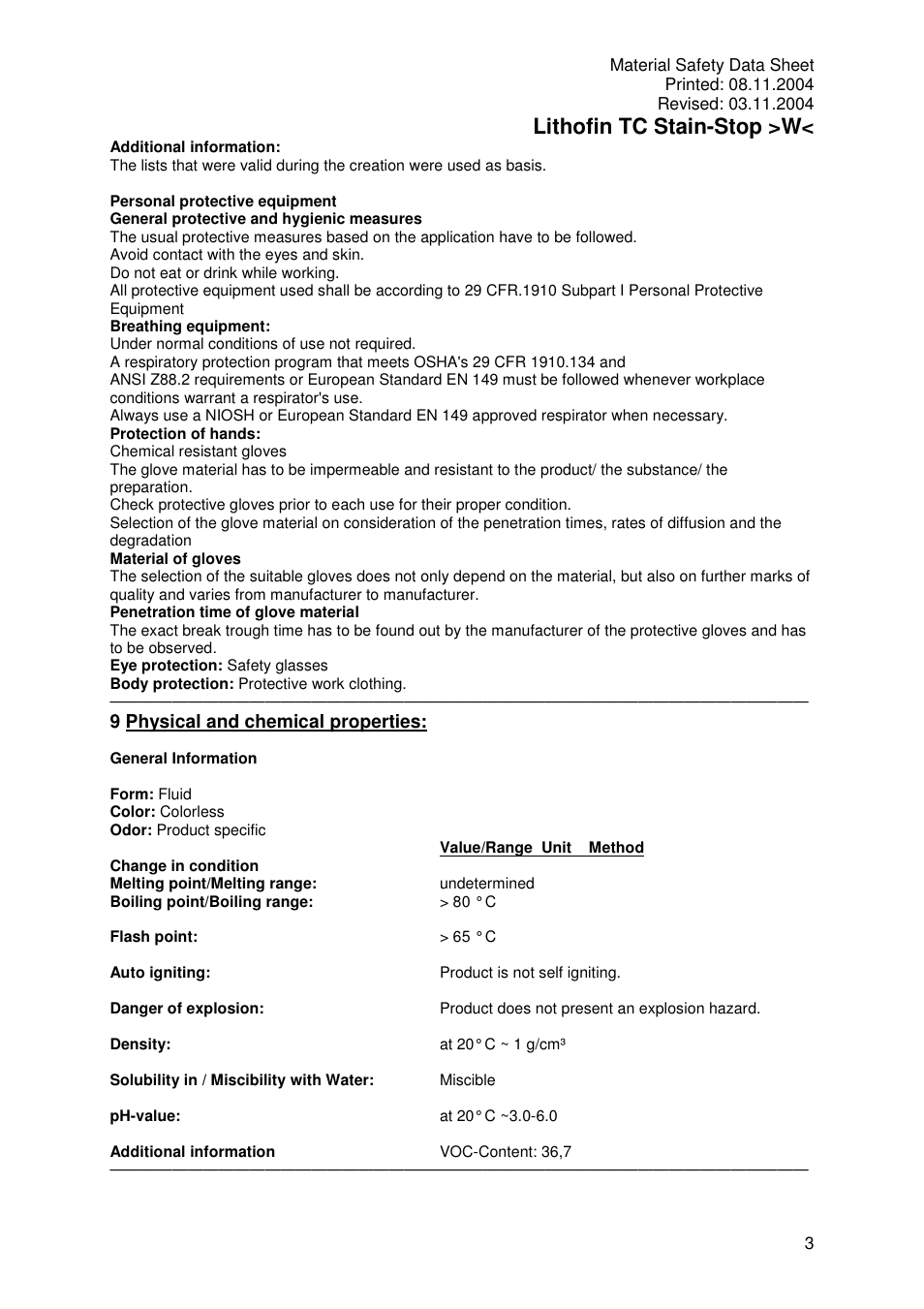 Lithofin tc stain-stop >w | Pro-Link Lithofin TC Stain-Stop Water Based 120029 User Manual | Page 3 / 5
