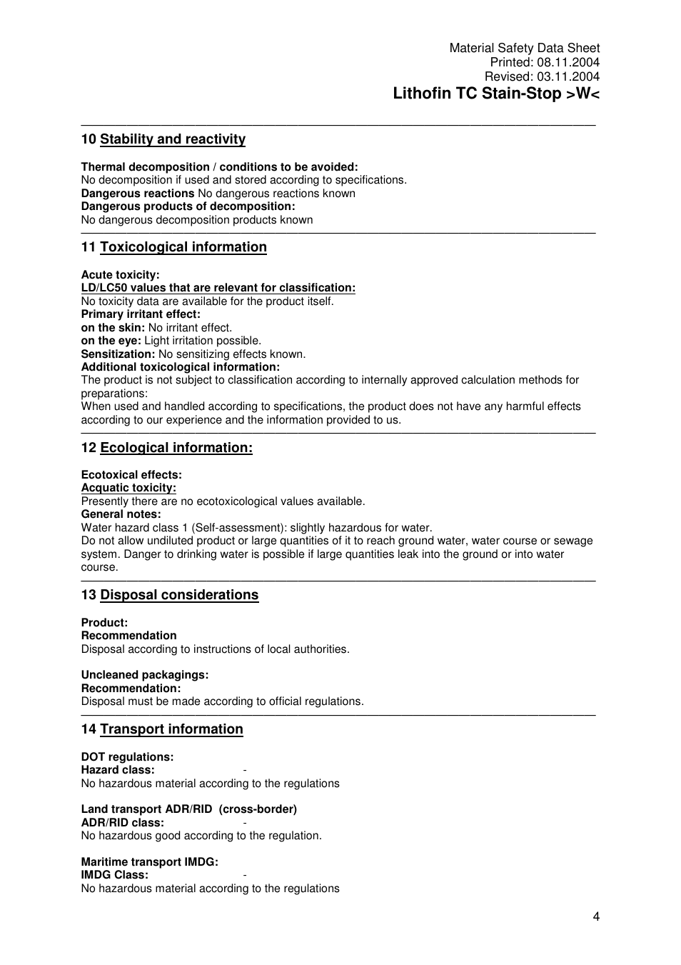 Lithofin tc stain-stop >w | Pro-Link Lithofin TC Stain-Stop Water Based 120029 User Manual | Page 4 / 5