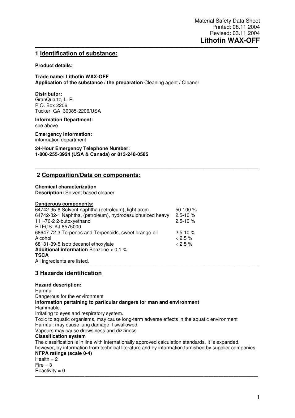 Pro-Link Lithofin Wax-Off 120005 User Manual | 7 pages