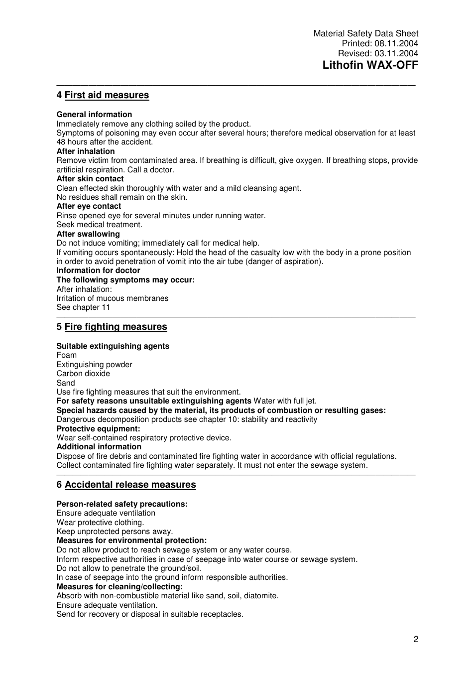 Lithofin wax-off | Pro-Link Lithofin Wax-Off 120005 User Manual | Page 2 / 7