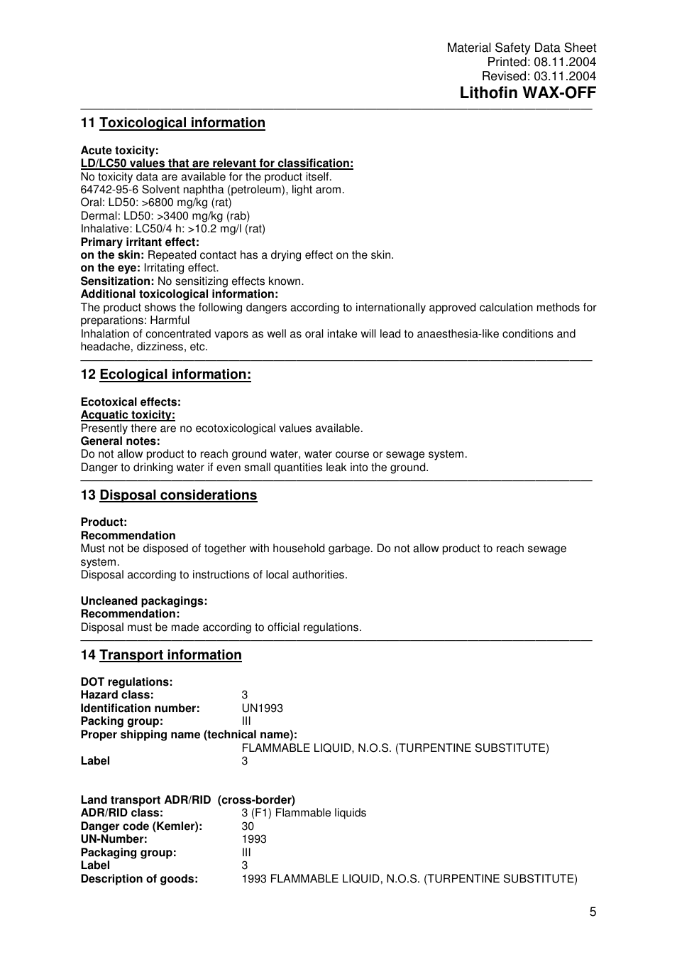 Lithofin wax-off | Pro-Link Lithofin Wax-Off 120005 User Manual | Page 5 / 7