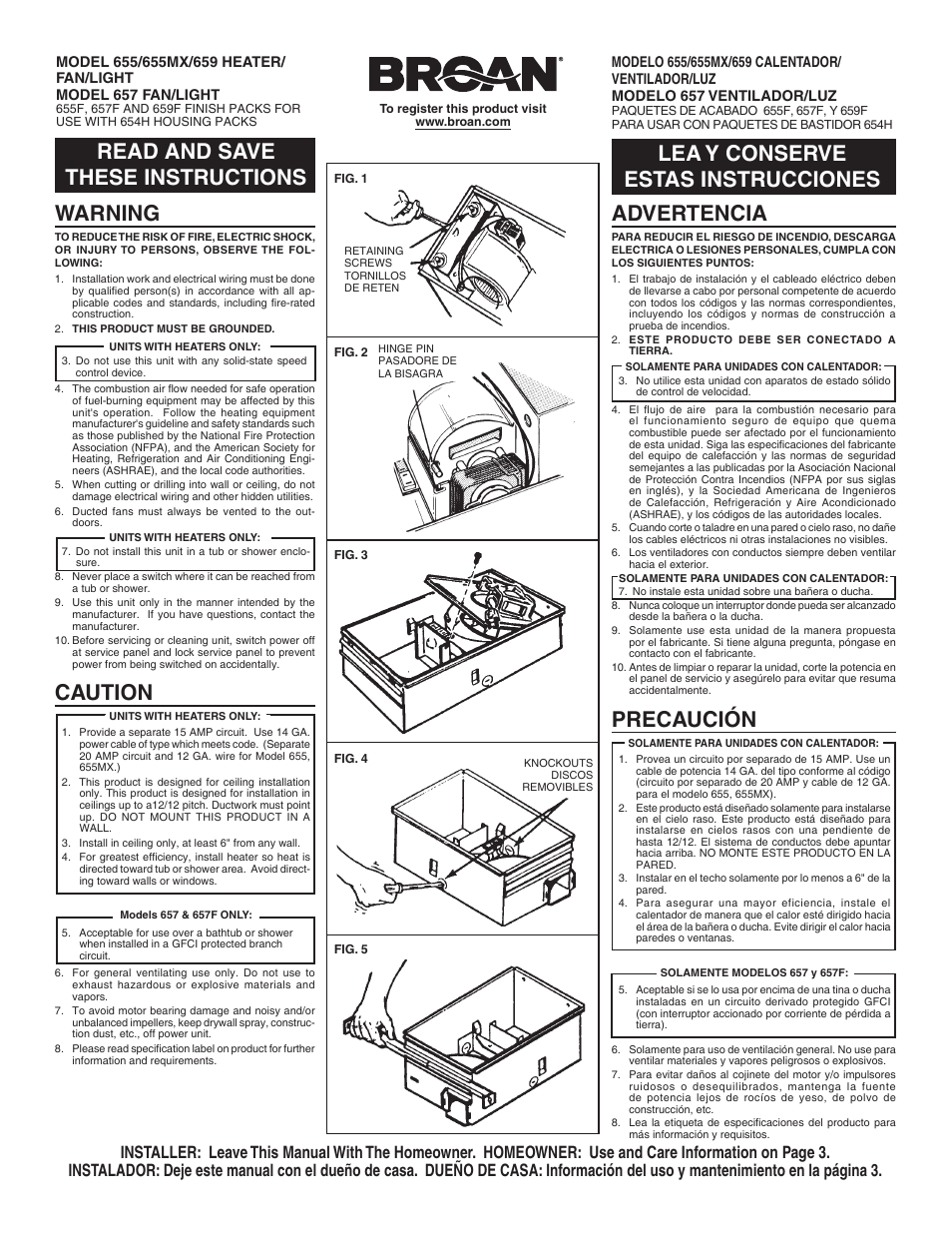 Broan 659 User Manual | 4 pages
