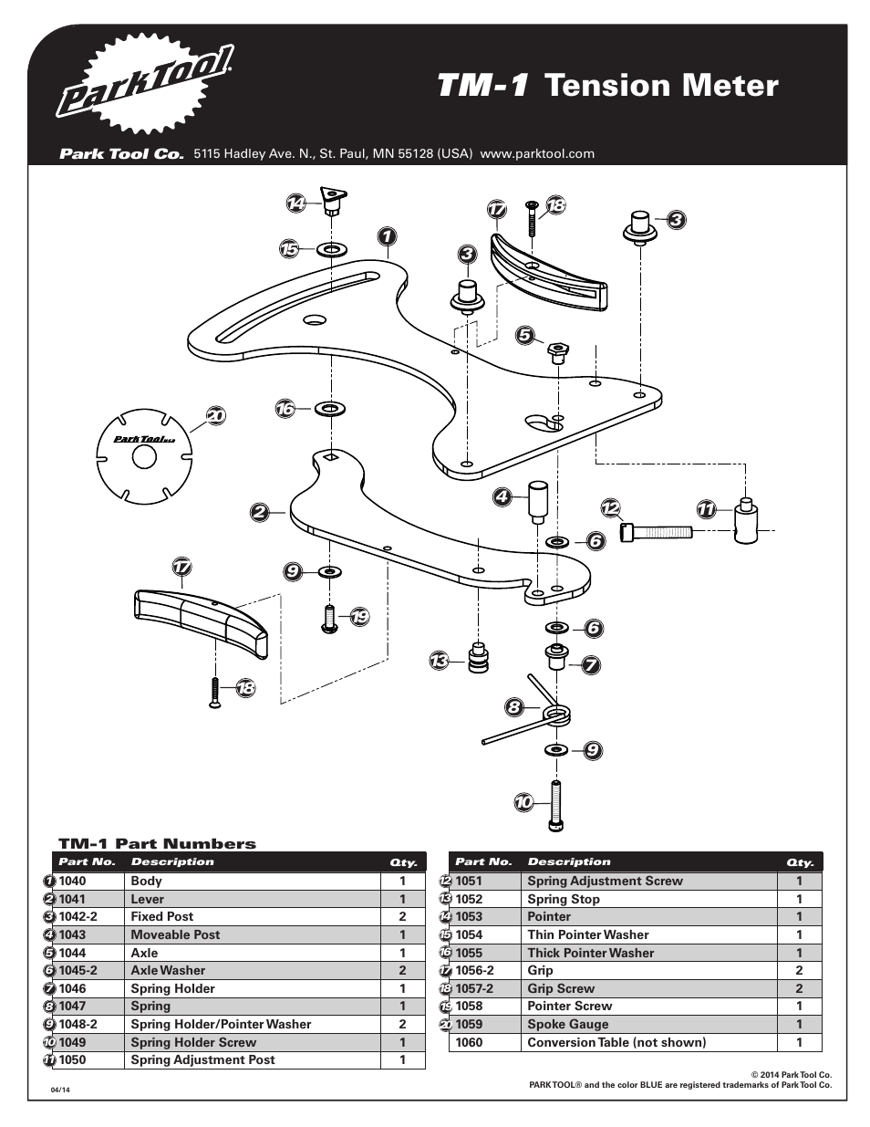 Tm-1 tension meter | Park Tool Spoke Tension Meter User Manual | Page 6 / 6