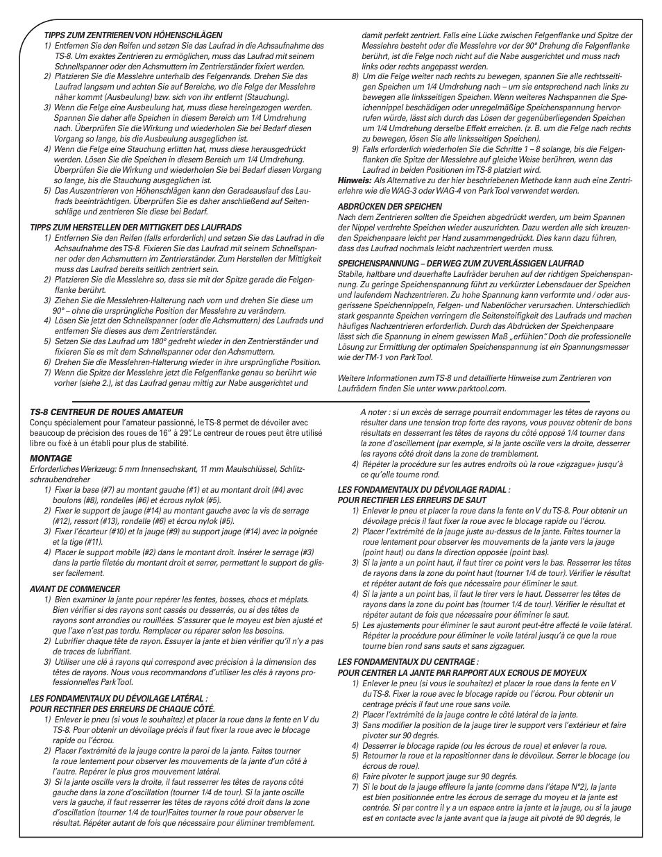 Park Tool Home Mechanic Wheel Truing Stand User Manual | Page 2 / 4