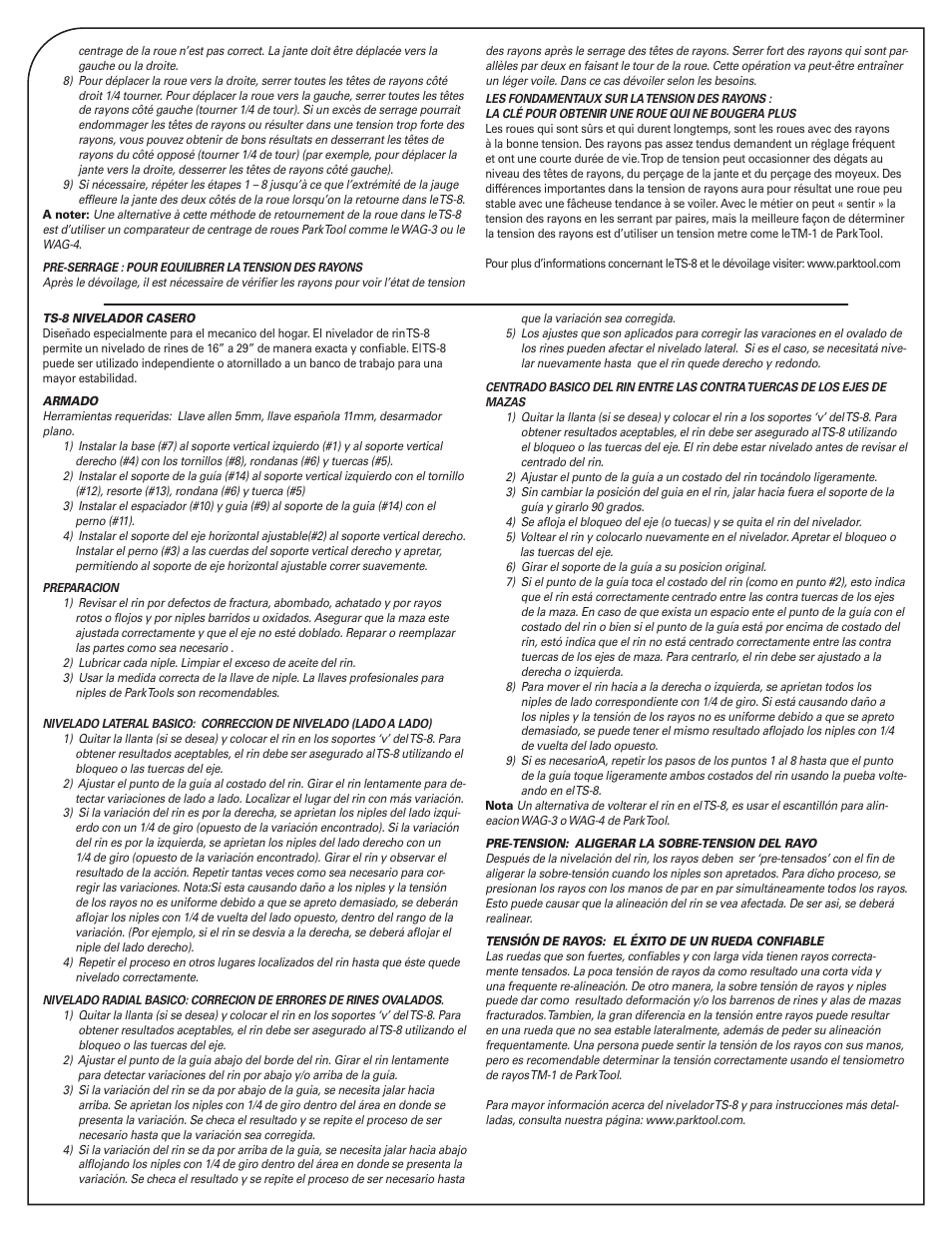 Park Tool Home Mechanic Wheel Truing Stand User Manual | Page 3 / 4