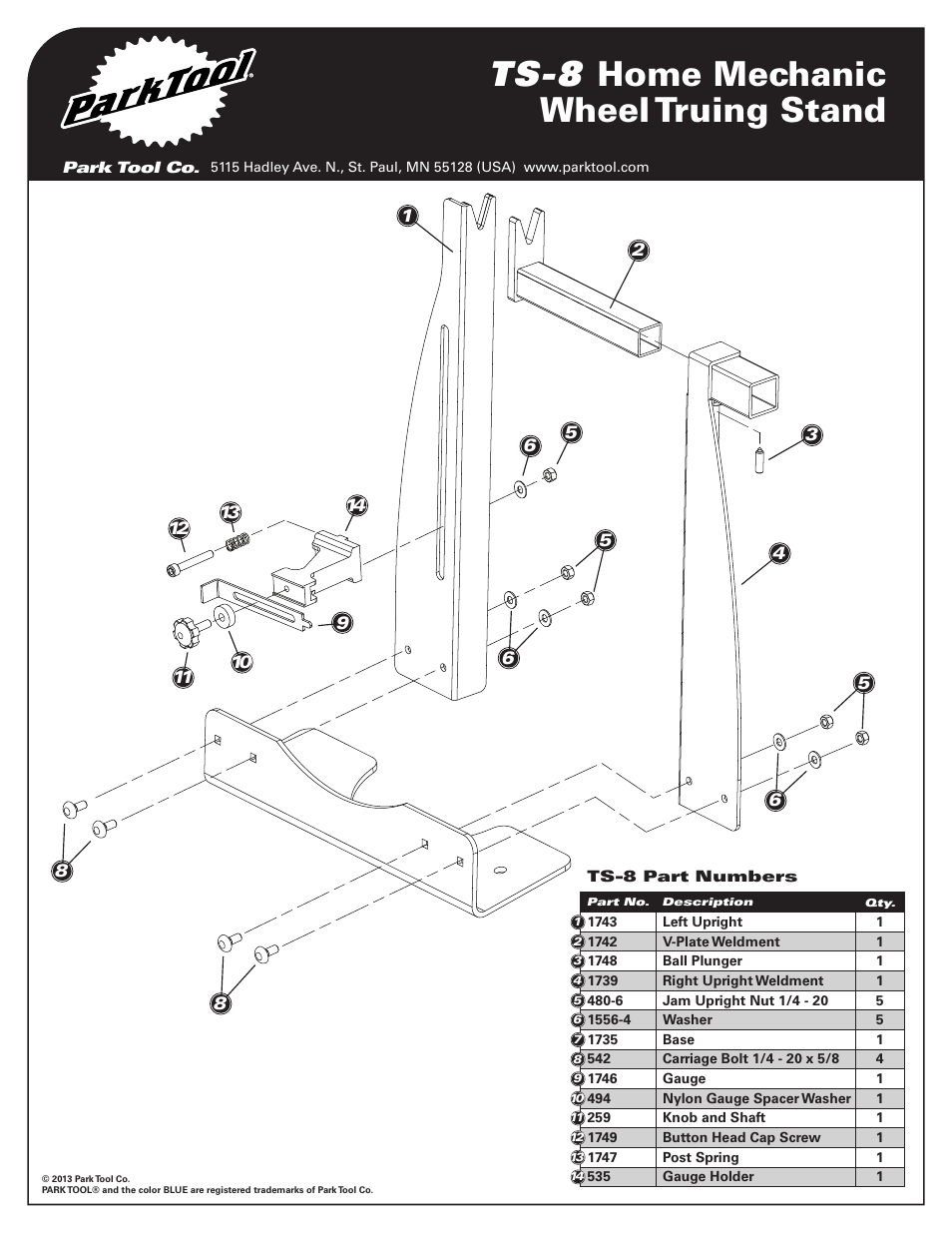 Ts-8 home mechanic wheel truing stand | Park Tool Home Mechanic Wheel Truing Stand User Manual | Page 4 / 4