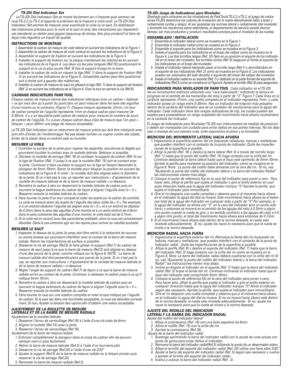 Park Tool Dial Indicator Gauge Set for TS-2.2 and TS-2 Truing Stands User Manual | Page 2 / 4