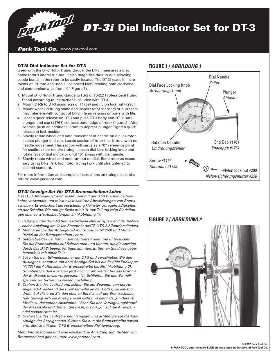 Park Tool Dial Indicator Kit User Manual | 2 pages