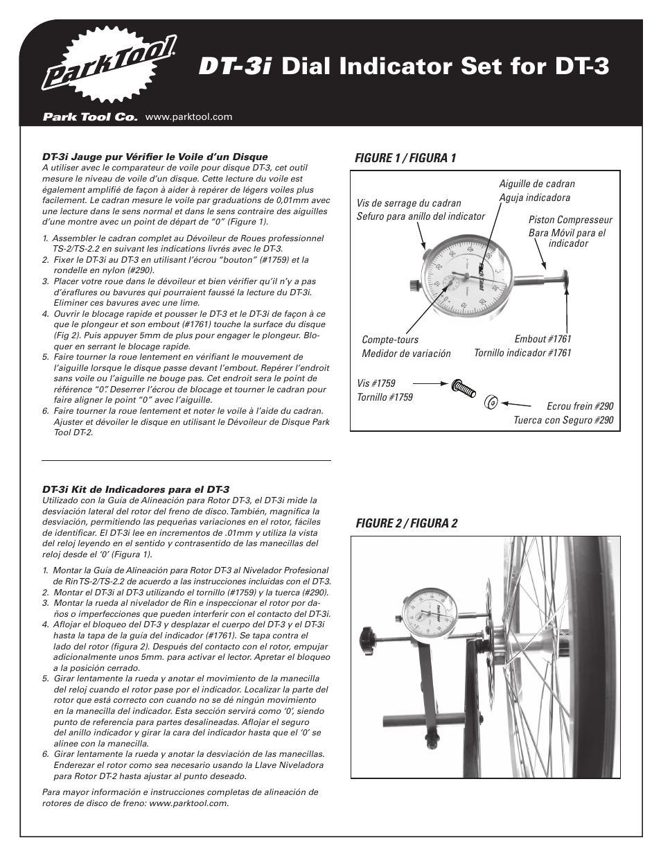 Dt-3i dial indicator set for dt-3 | Park Tool Dial Indicator Kit User Manual | Page 2 / 2