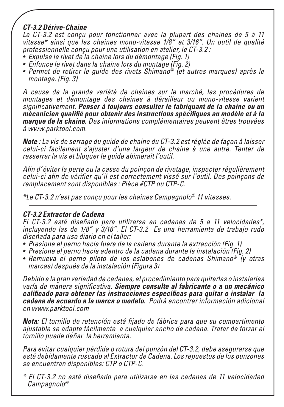 Park Tool Chain Tool User Manual | Page 2 / 4