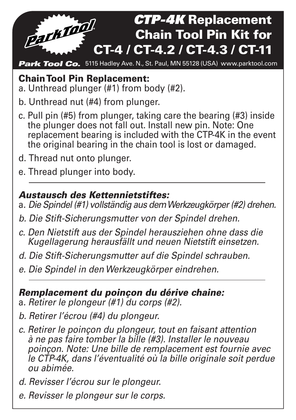 Park Tool Rivet Peening Tool for Campagnolo® 11-speed chain User Manual | Page 2 / 2