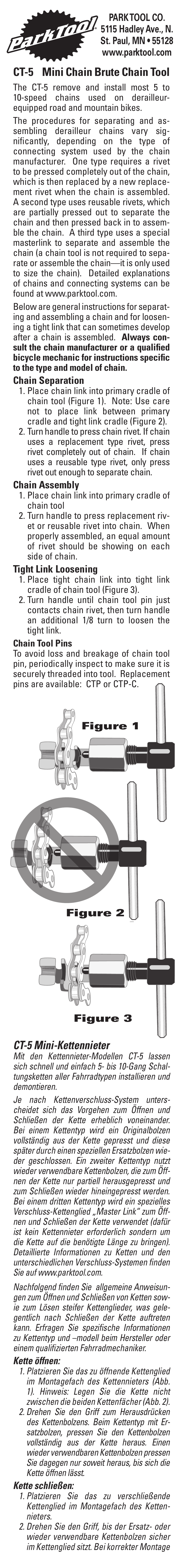 Park Tool Mini Chain Brute Chain Tool User Manual | 2 pages