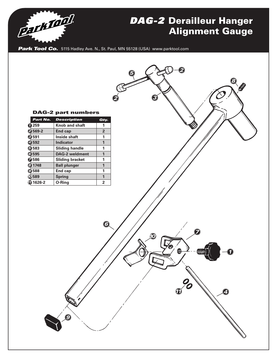 Dag-2 derailleur hanger alignment gauge | Park Tool Derailleur Hanger Alignment Gauge User Manual | Page 5 / 6