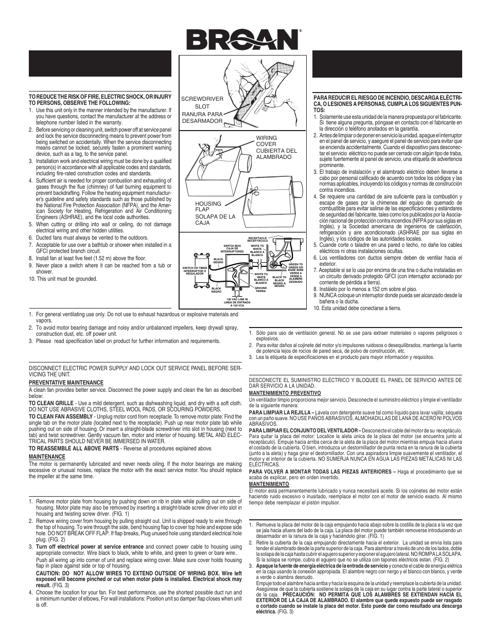 Broan 671 User Manual | 2 pages