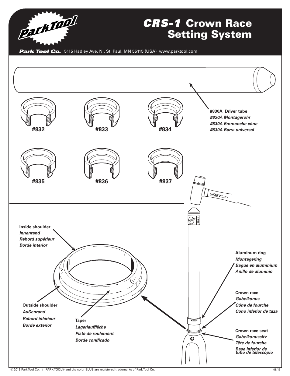 Crs-1 crown race setting system | Park Tool Crown Race Setting System User Manual | Page 2 / 2