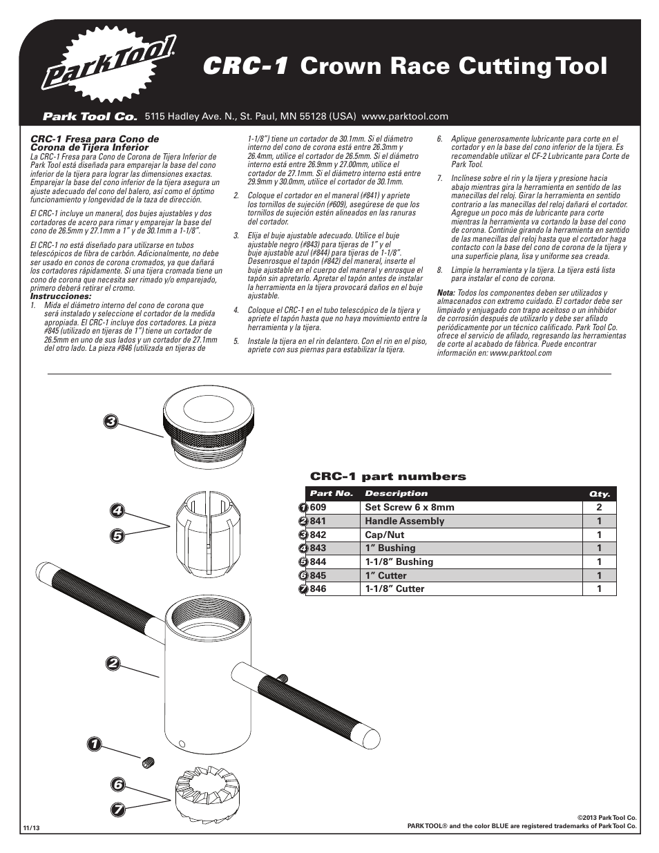 Crc-1 crown race cutting tool | Park Tool CRC-1 User Manual | Page 2 / 2
