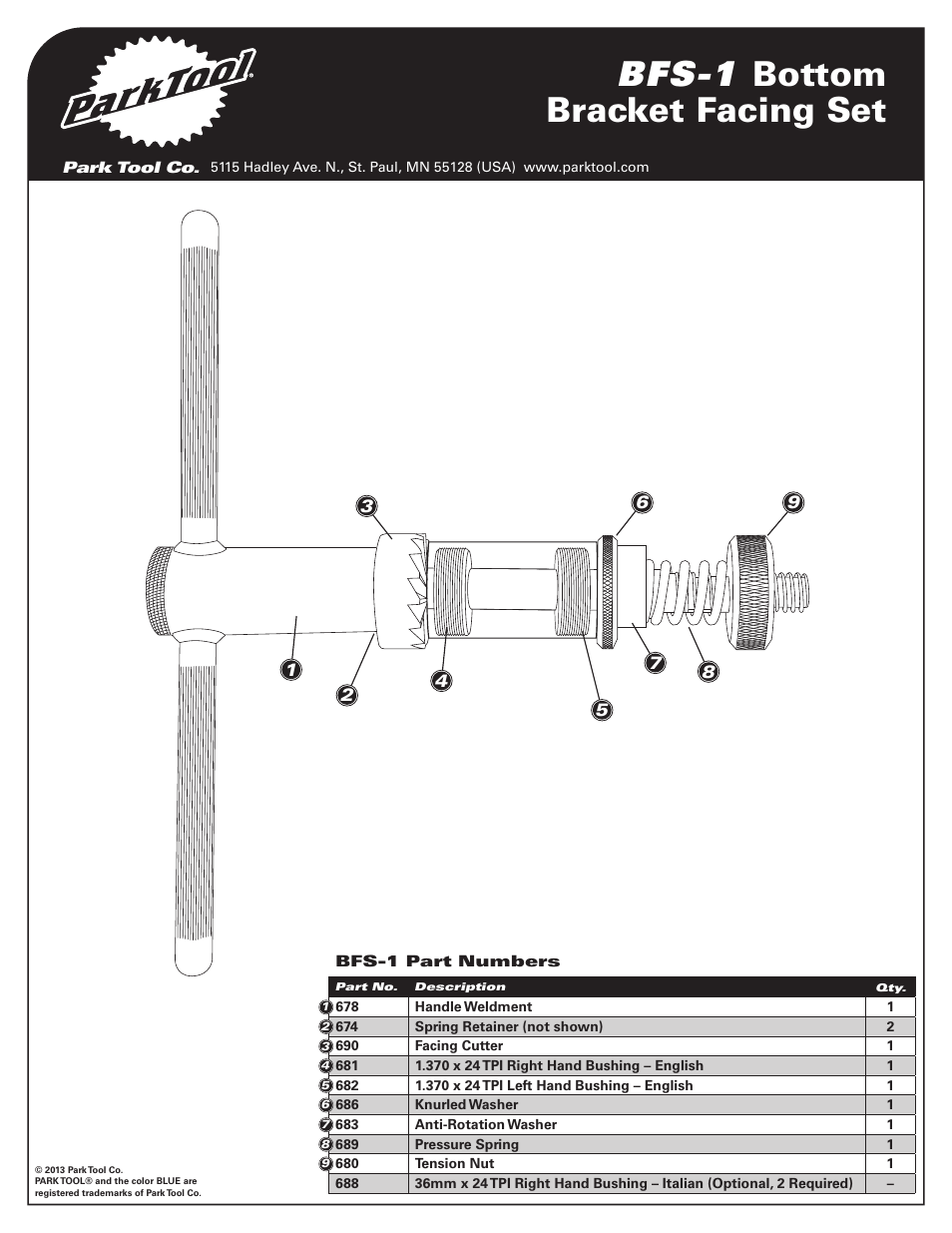 Bfs-1 bottom bracket facing set | Park Tool BFS-1 User Manual | Page 4 / 4