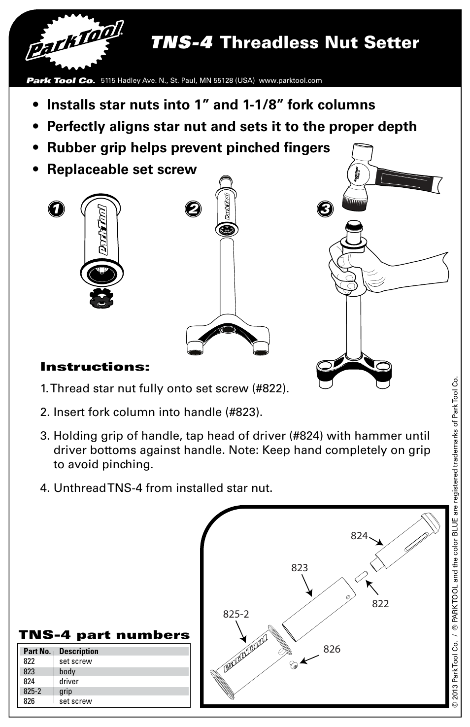 Park Tool TNS-4 User Manual | 4 pages