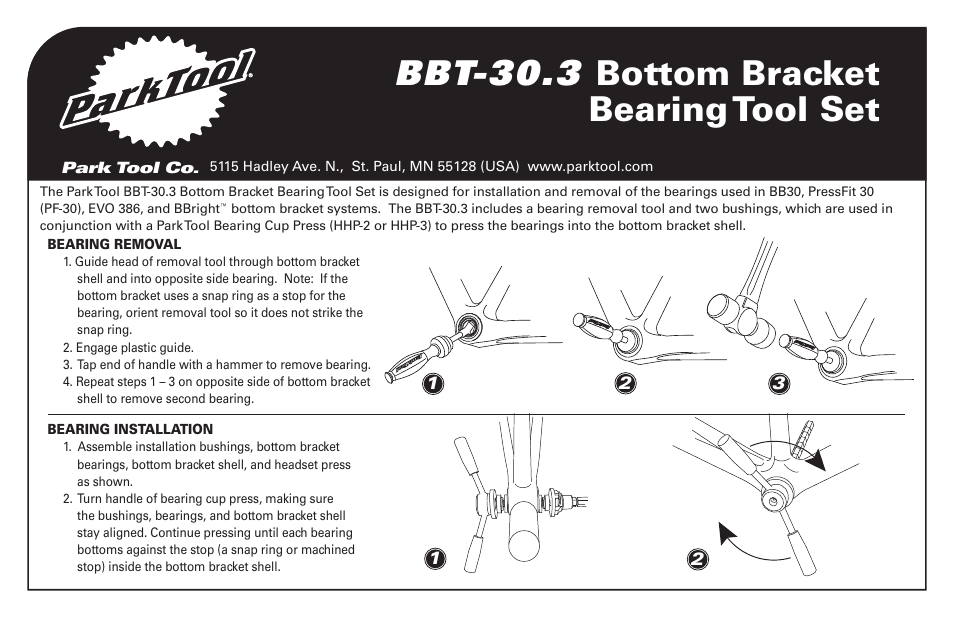 Park Tool BBT-30.3 User Manual | 2 pages