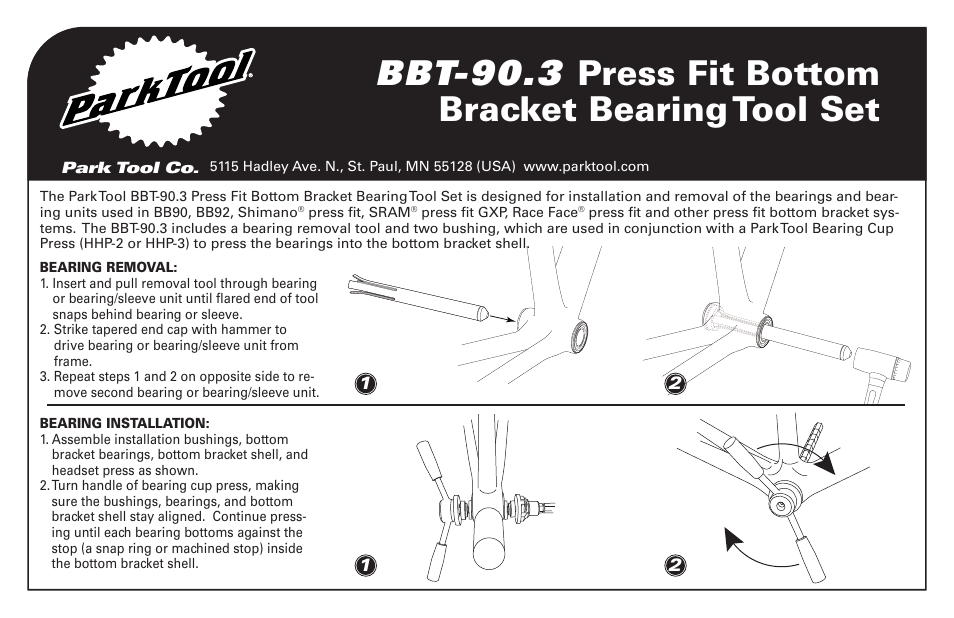 Park Tool BBT-90.3 User Manual | 2 pages