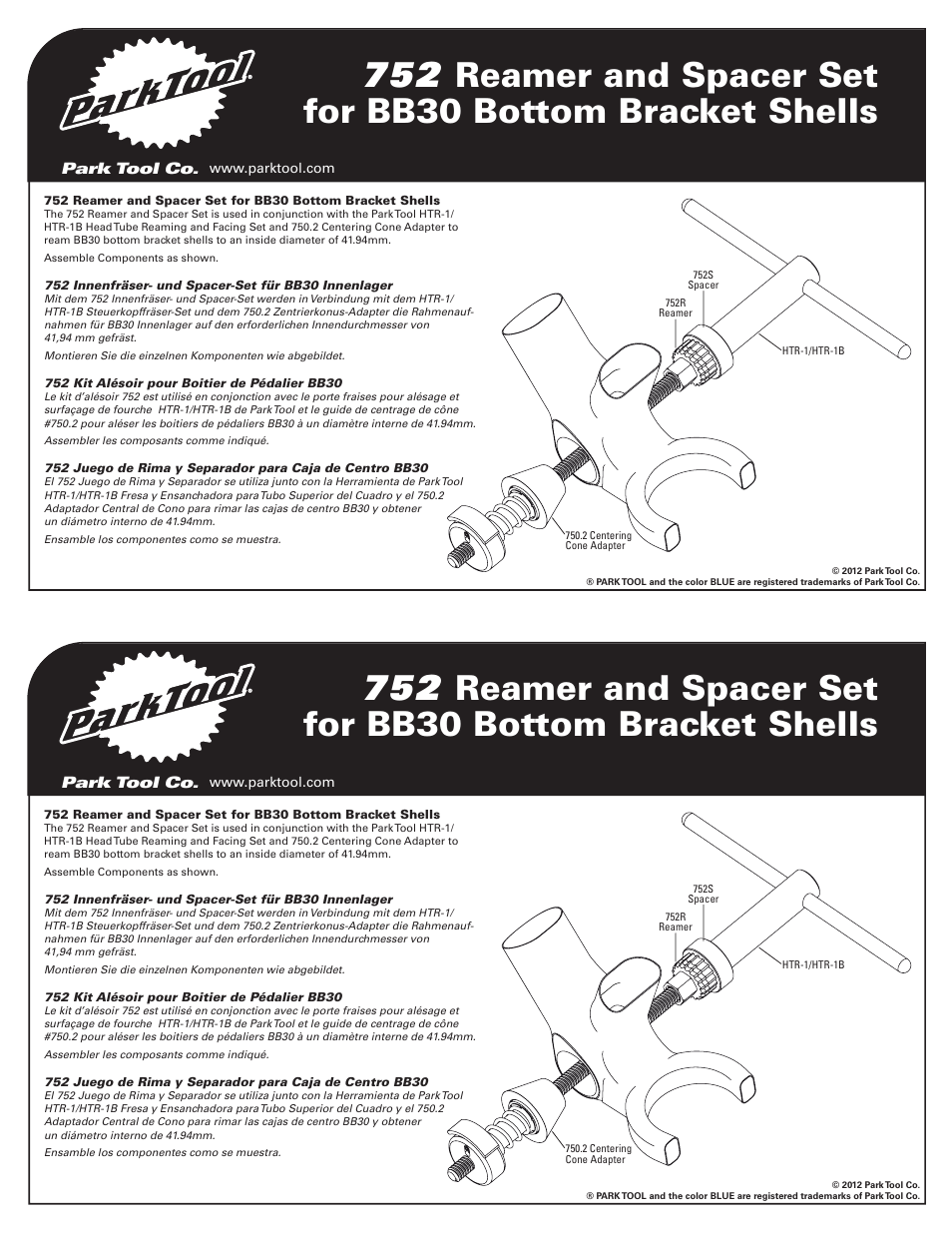 Park Tool 752 User Manual | 1 page