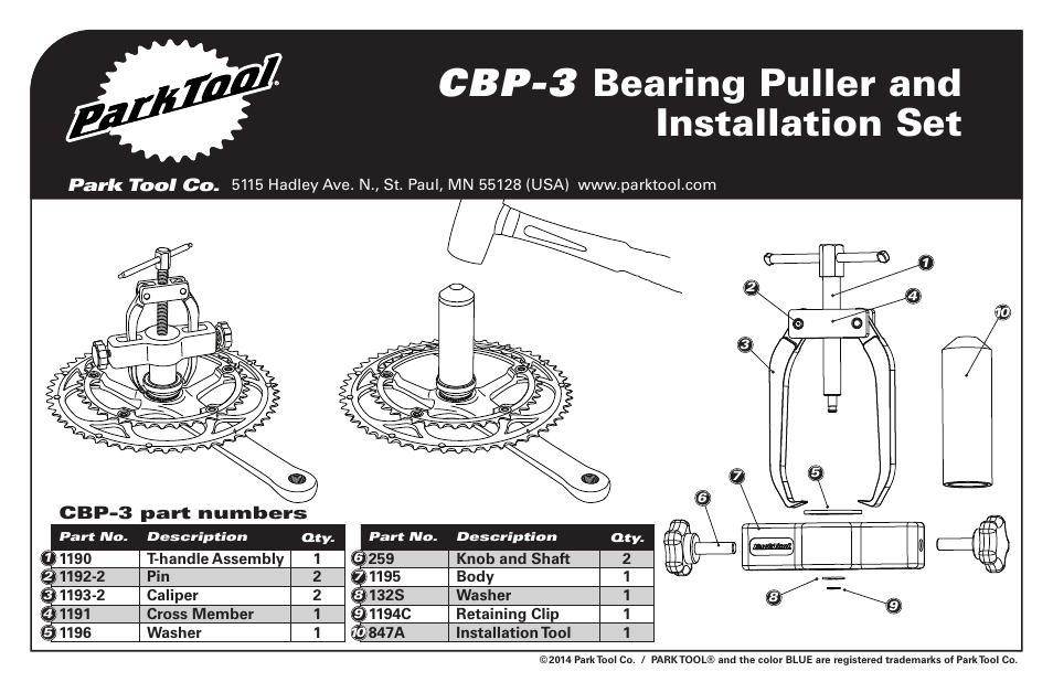 Park Tool CBP-3 User Manual | 2 pages