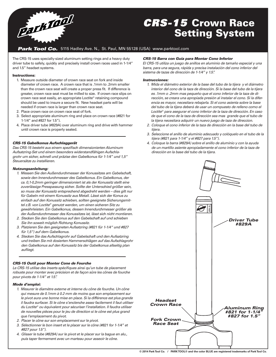 Park Tool CRS-15 User Manual | 1 page