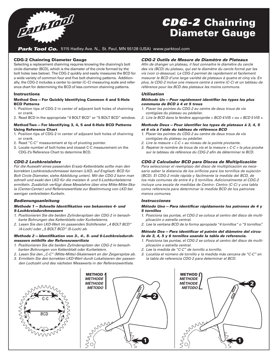 Park Tool CDG-2 User Manual | 2 pages