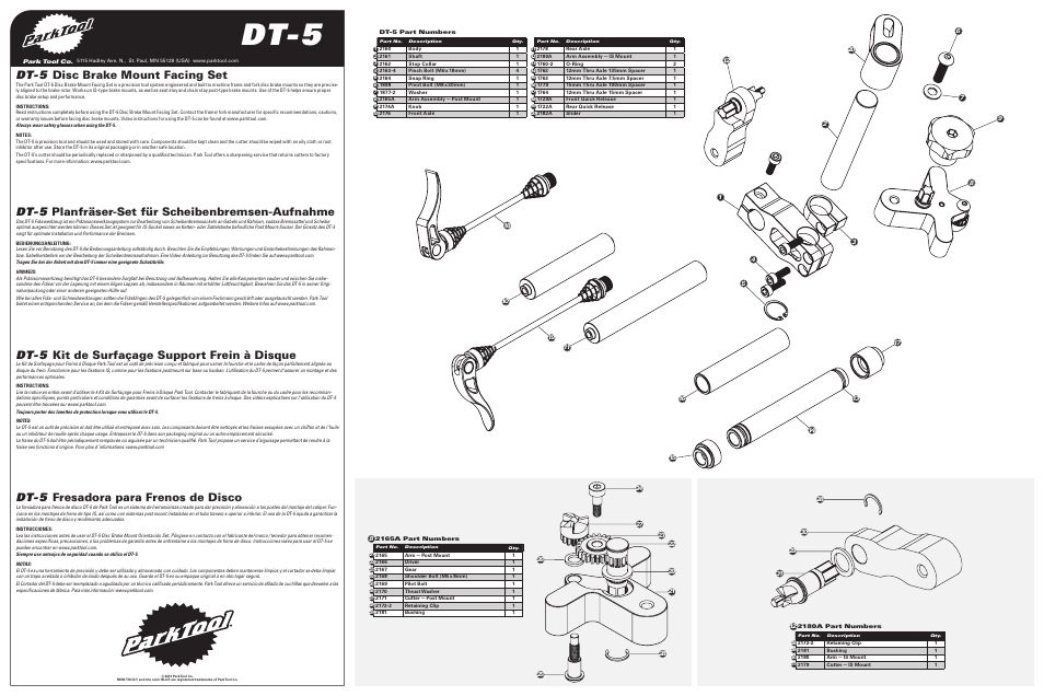 Park Tool DT-5 User Manual | 2 pages