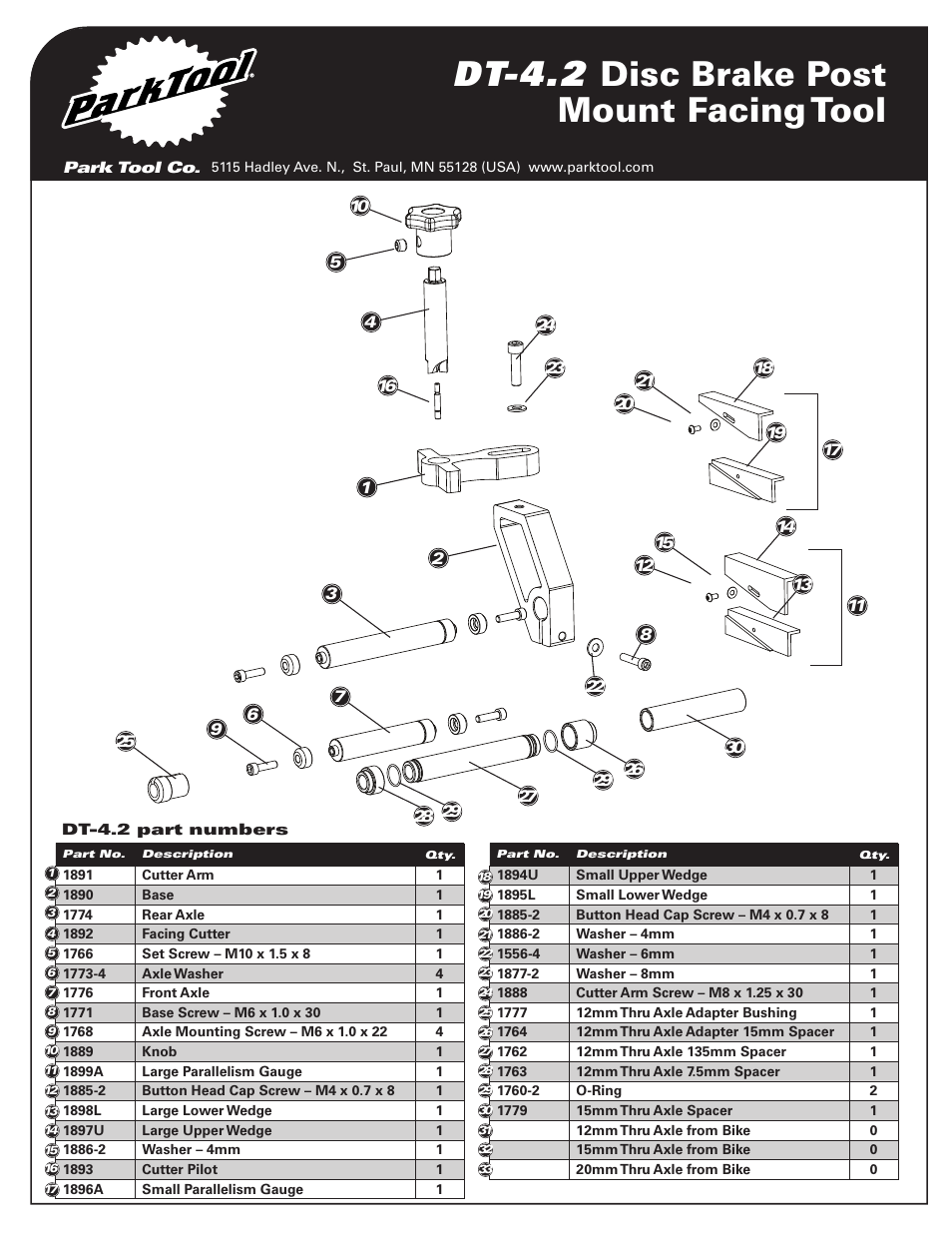 Dt-4.2 disc brake post mount facing tool | Park Tool DT-4.2 User Manual | Page 4 / 4