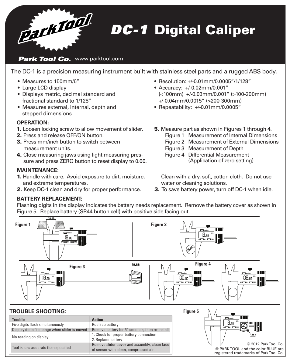 Park Tool DC-1 User Manual | 4 pages