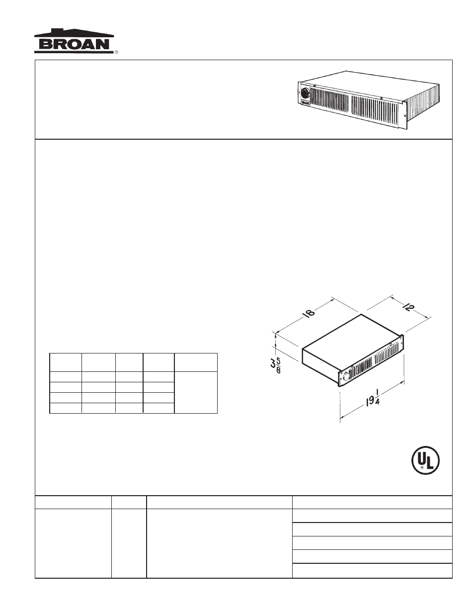 Broan 112 User Manual | 1 page