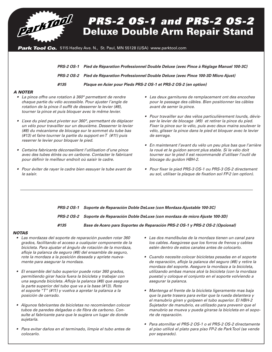 Park Tool PRS-2 OS-2 User Manual | Page 2 / 4