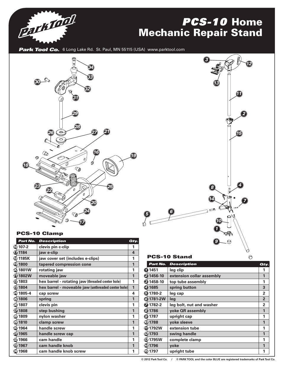 Pcs-10 home mechanic repair stand | Park Tool PCS-10 User Manual | Page 4 / 4