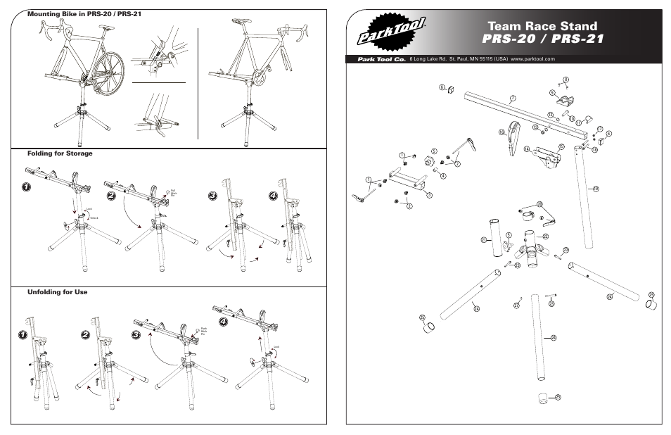 Team race stand prs-20 / prs-21 | Park Tool PRS-21 User Manual | Page 2 / 2