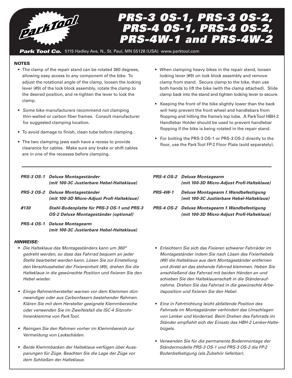 Park Tool PRS-4W-2 User Manual | Page 2 / 4