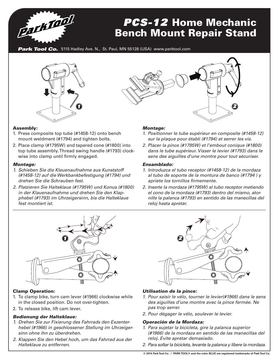 Park Tool PCS-12 User Manual | 2 pages