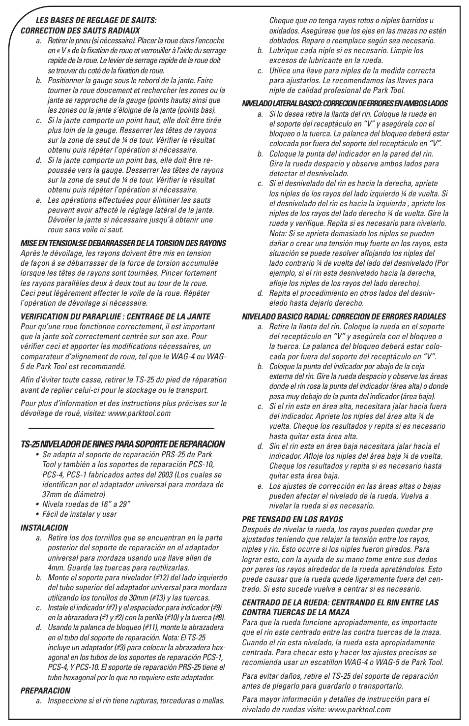 Park Tool TS-25 User Manual | Page 3 / 4