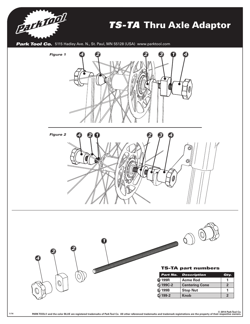 Ts-ta thru axle adaptor | Park Tool TS-TA User Manual | Page 2 / 2