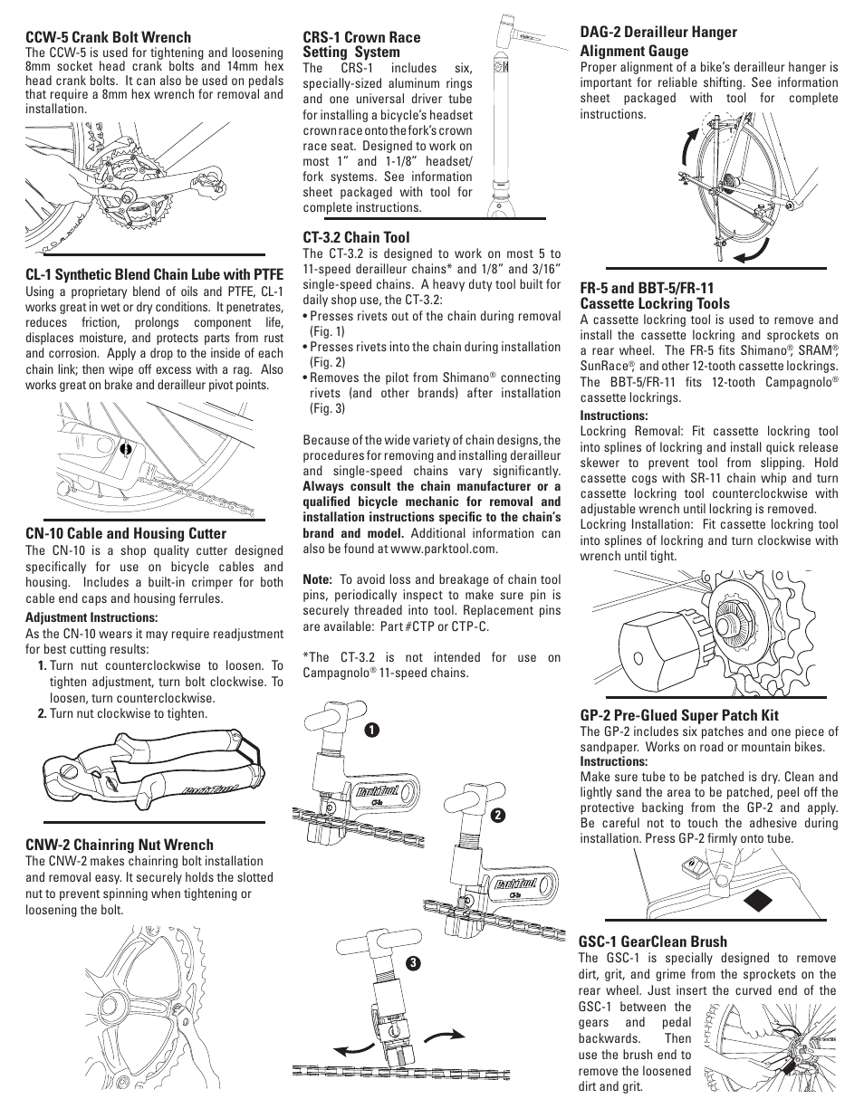 English pg2, Spanish pg3 | Park Tool PK-65 User Manual | Page 2 / 16