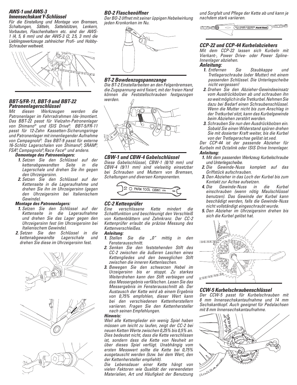 French pg4 german pg1 | Park Tool PK-65 User Manual | Page 5 / 16