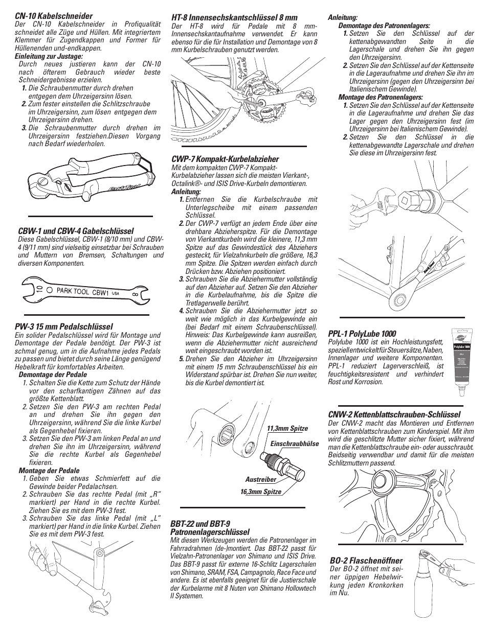 German pg-3 | Park Tool AK-38 User Manual | Page 12 / 12