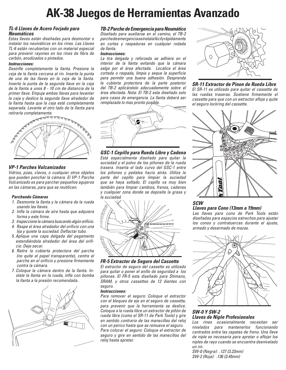 Ak-38 juegos de herramientas avanzado, Spanish pg-1 | Park Tool AK-38 User Manual | Page 4 / 12