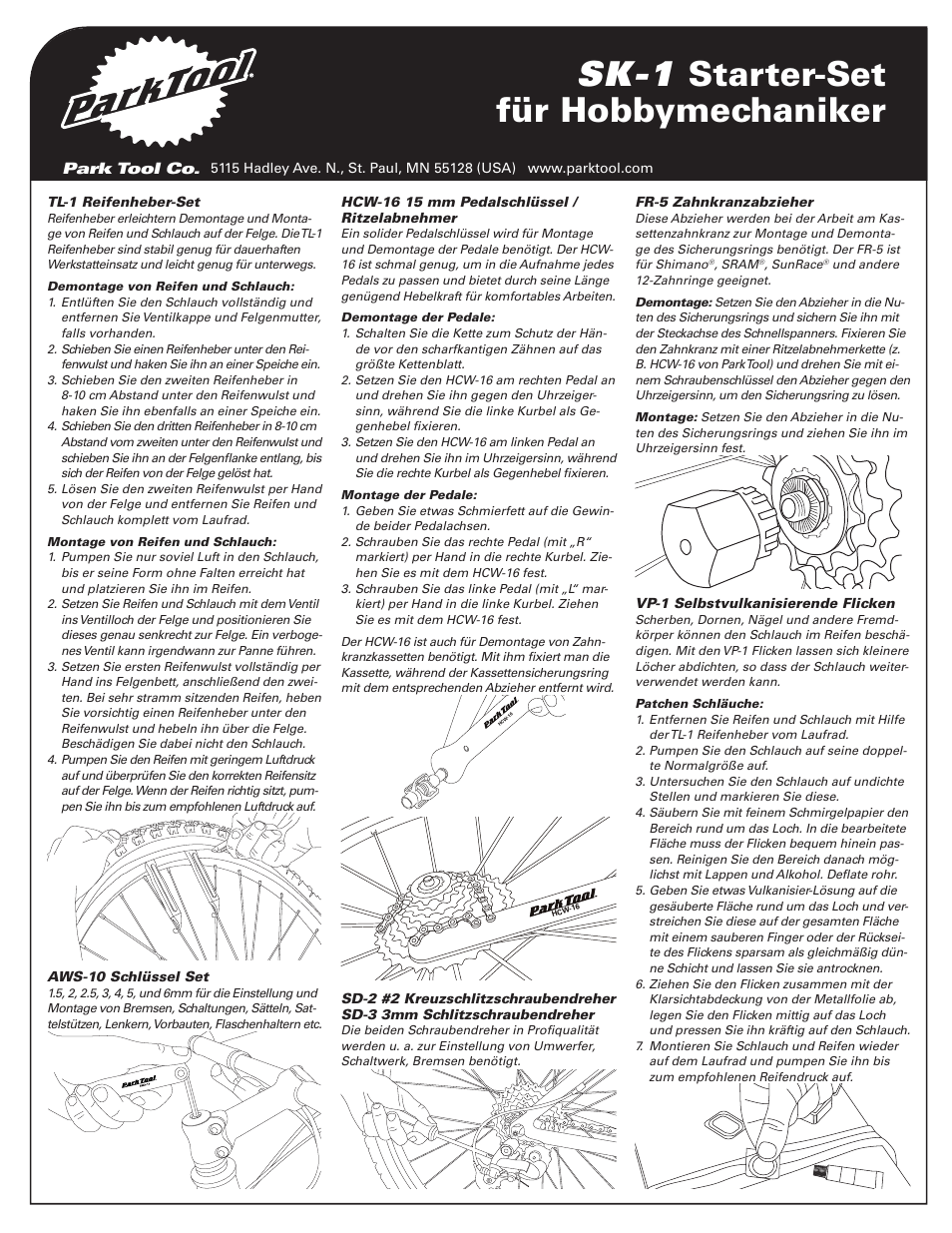 Sk-1 starter-set für hobbymechaniker | Park Tool SK-1 User Manual | Page 5 / 8